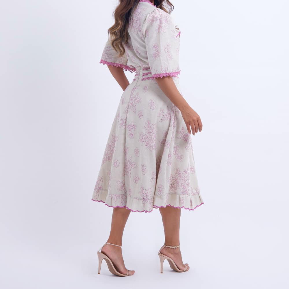 Conjunto Feminino Midi Bordado Lilás Luana - FL12