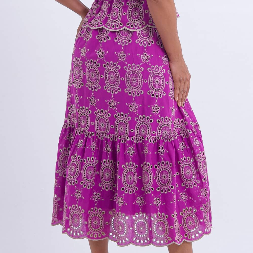 Vestido Feminino Midi Roxo com Renda Tiffany - FL13