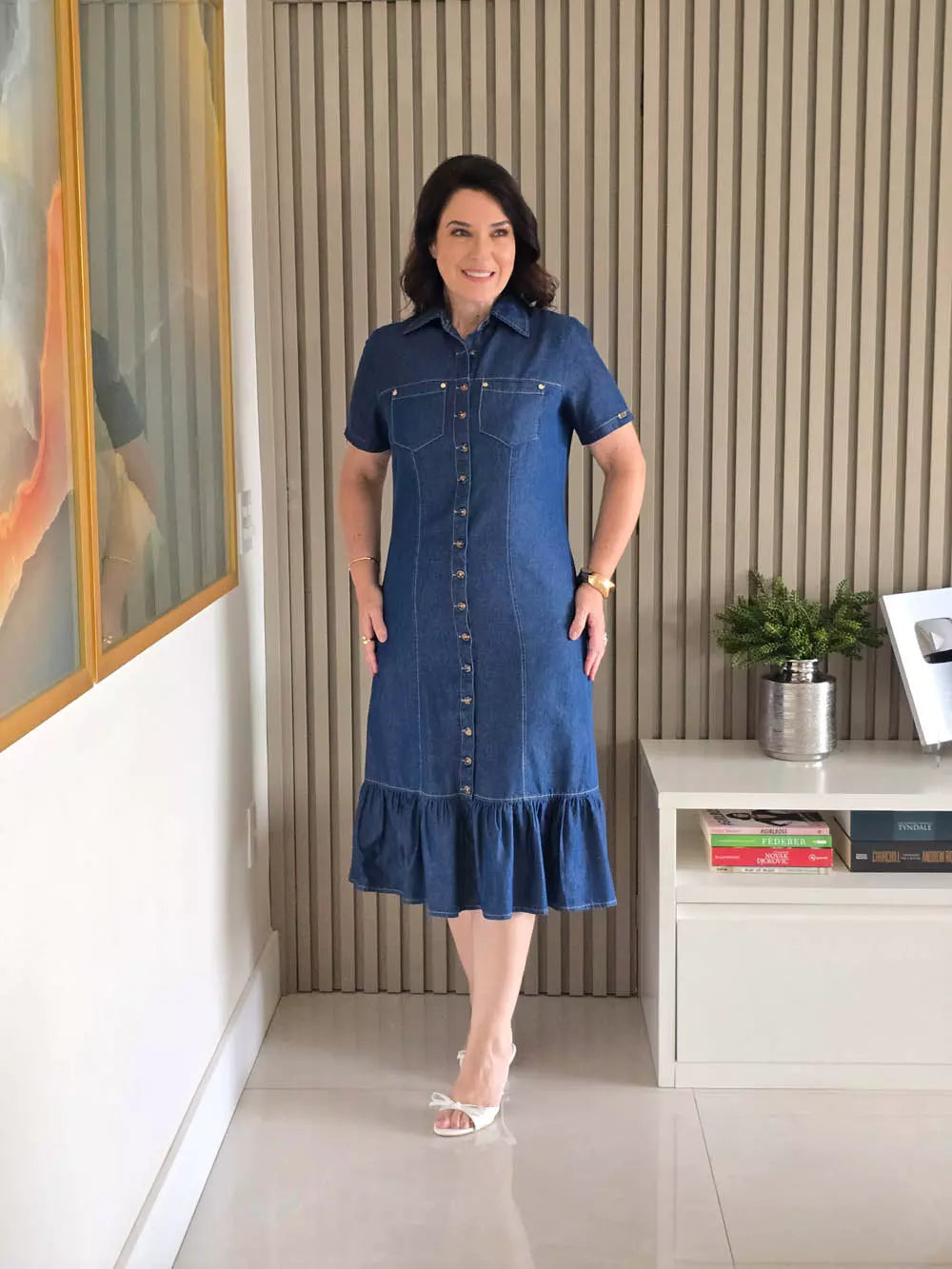 CHEMISE COM RECORTES E BABADO