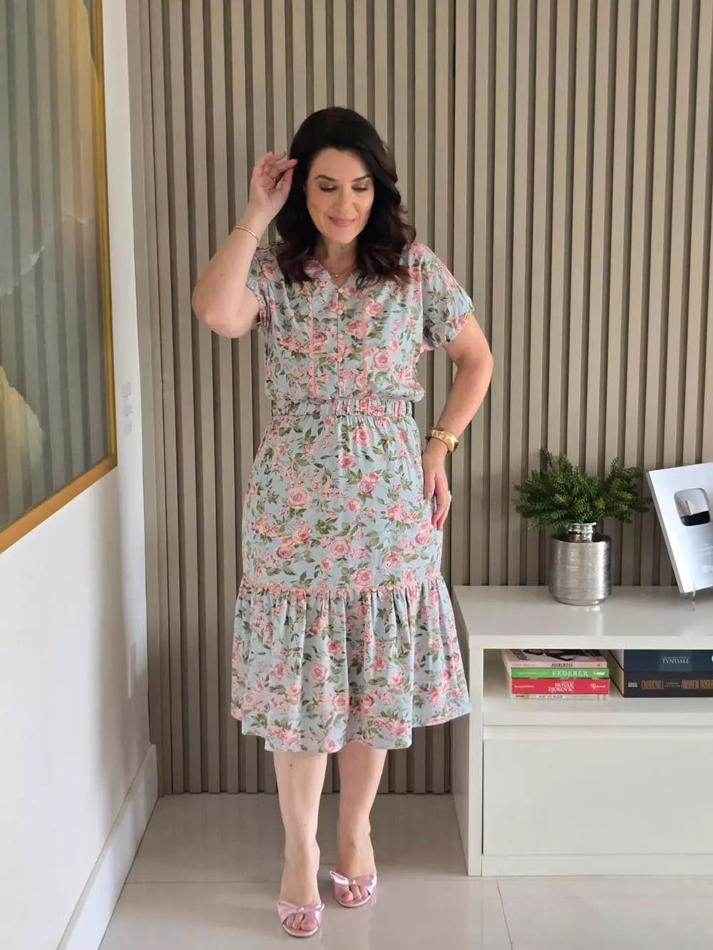 VESTIDO MIDI COM SIANINHA