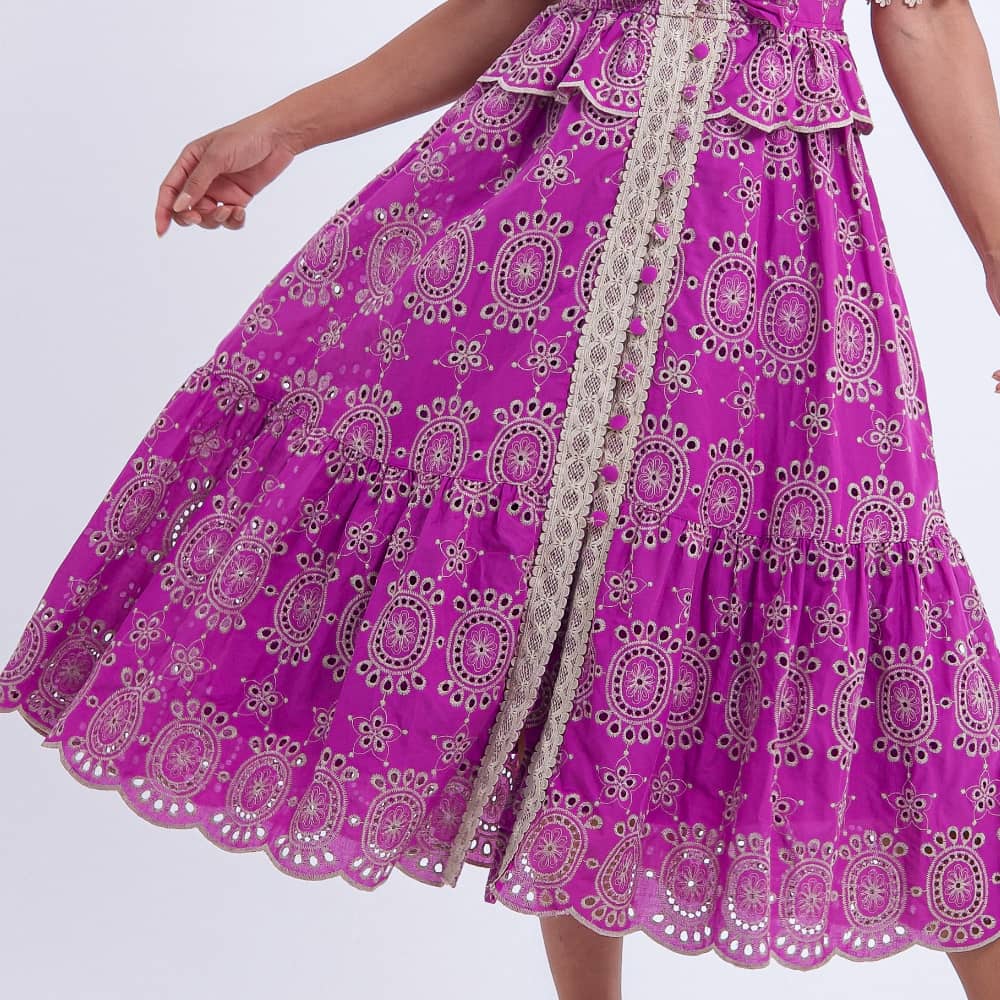 Vestido Feminino Midi Roxo com Renda Tiffany - FL13