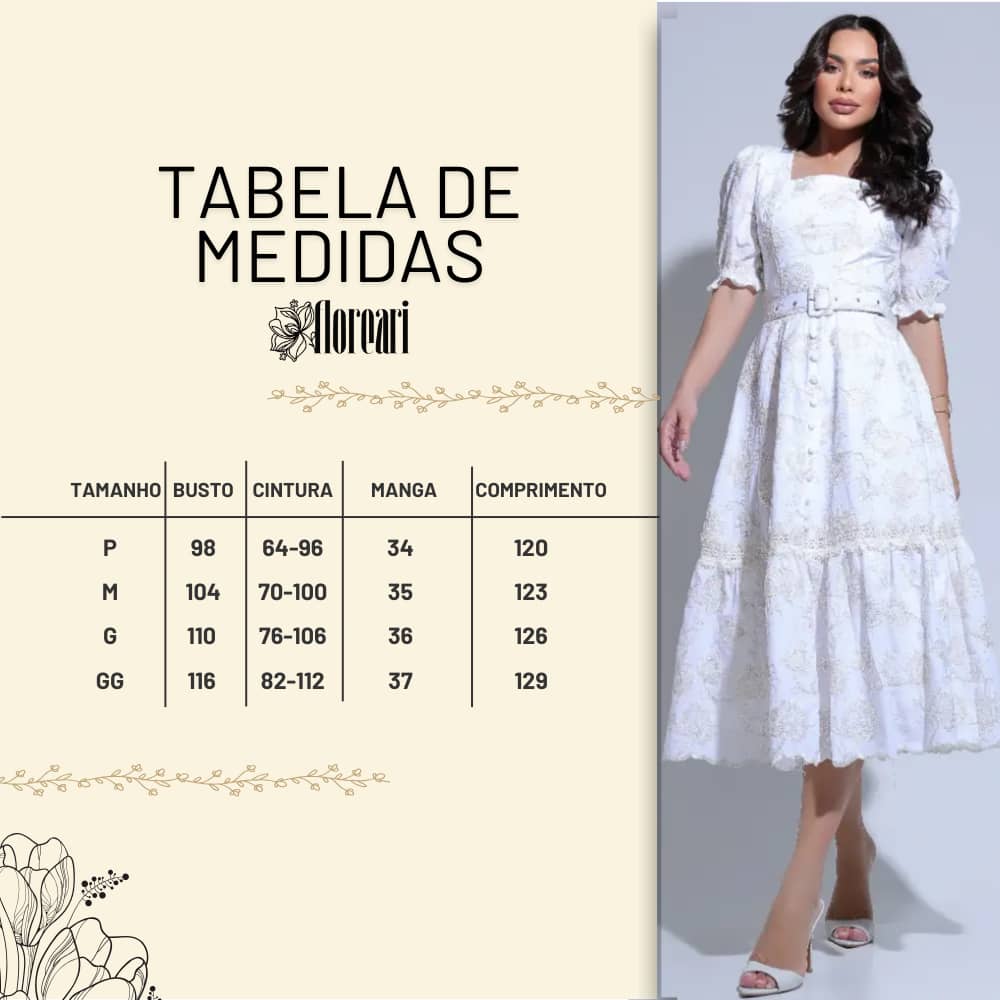 Vestido Feminino Algodão Branco Bordado com Lantejoulas Nicole - FL26