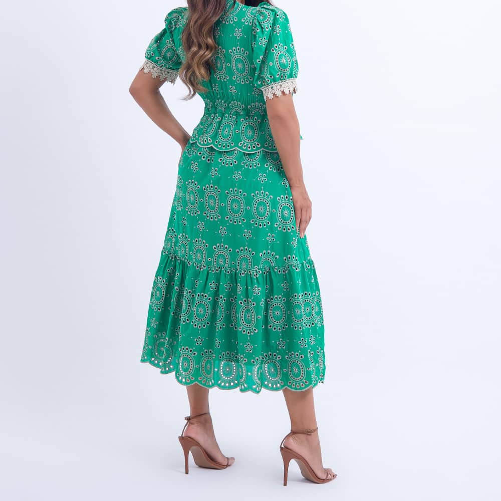 Vestido Feminino Verde com Renda Tiffany - FL14