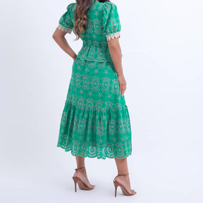 Vestido Feminino Verde com Renda Tiffany - FL14