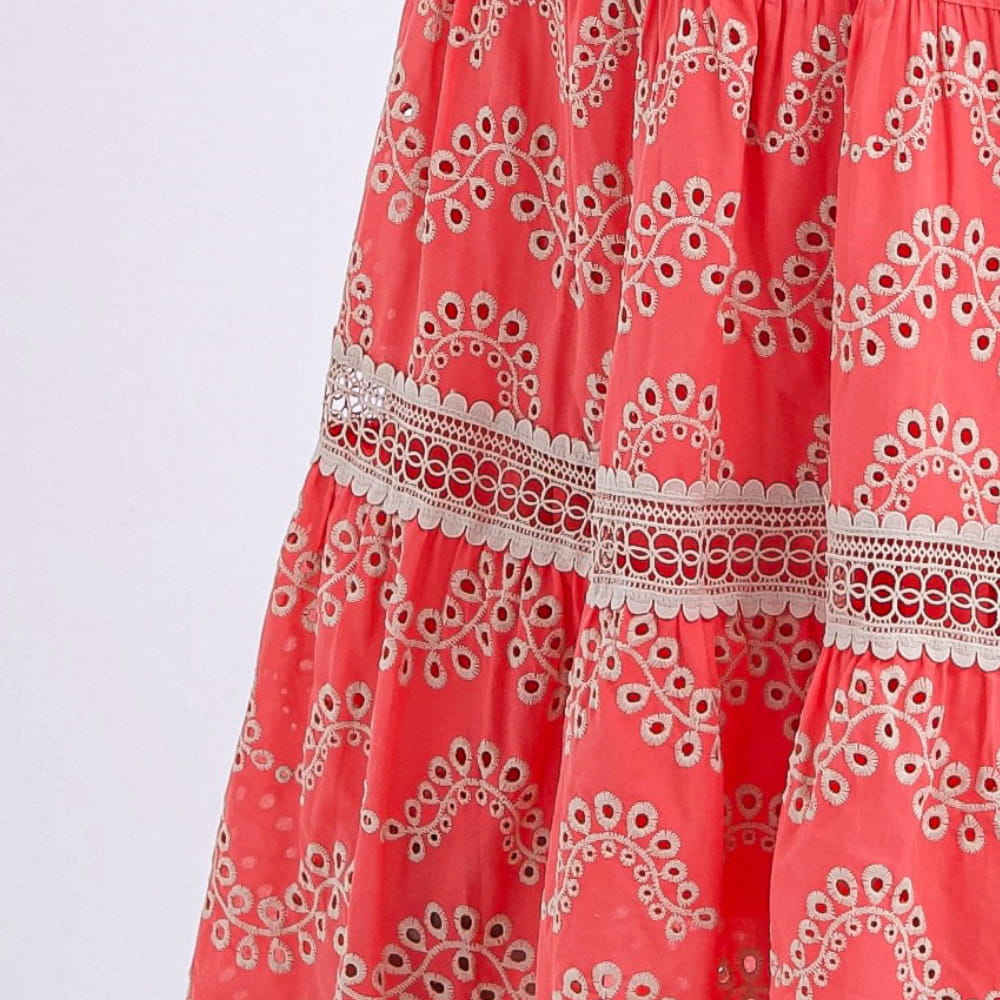 Vestido Feminino Bordado Coral Rosana - FL03