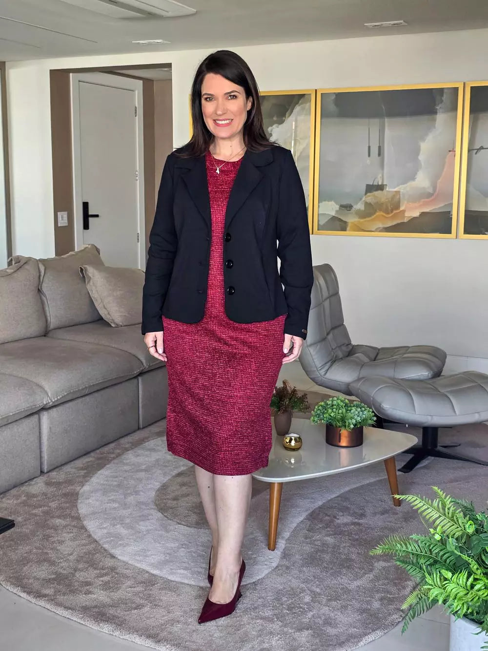 VESTIDO MIDI HELEN COM LAPELA