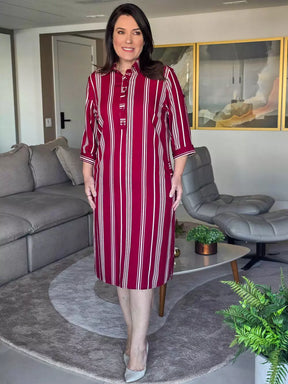 VESTIDO CHEMISE MANGA 3/4 VERMELHO