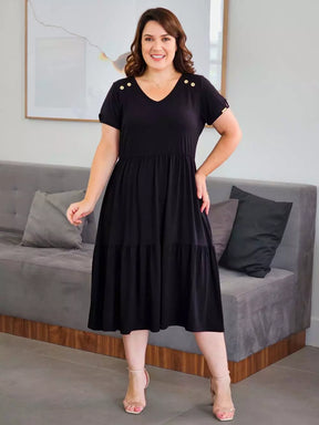 Vestido Preto Comfy com Marias