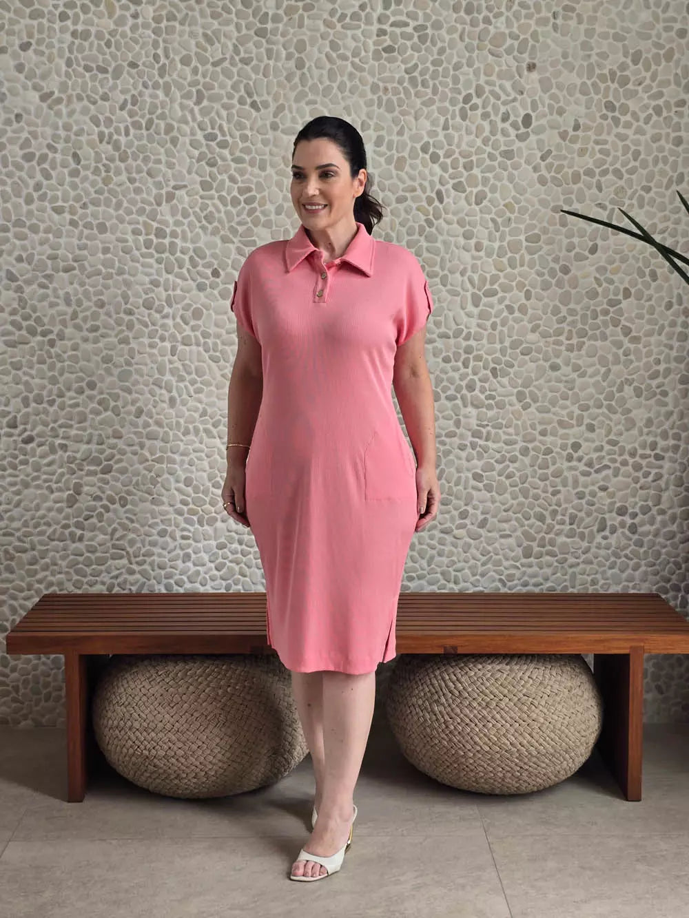 VESTIDO GOLA POLO ROSA