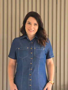 CHEMISE COM RECORTES E BABADO