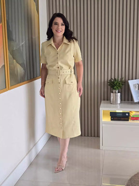 CHEMISE COM BOTÕES E CINTO