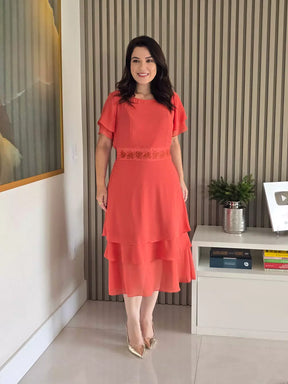 VESTIDO BORDADO COM CAMADAS