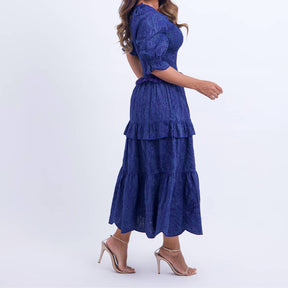 Vestido Feminino Bordado Violeta Estilo Godê Natália - FL18