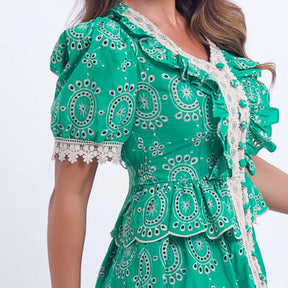 Vestido Feminino Verde com Renda Tiffany - FL14