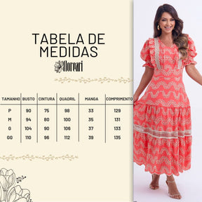 Vestido Feminino Bordado Coral Rosana - FL03