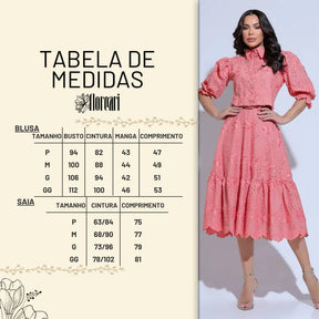 Conjunto Feminino Richelieu 3D Coral Bordado Luma - FL24