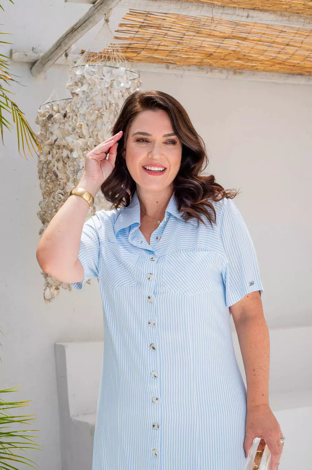 CHEMISE COM RECORTES E BABADO